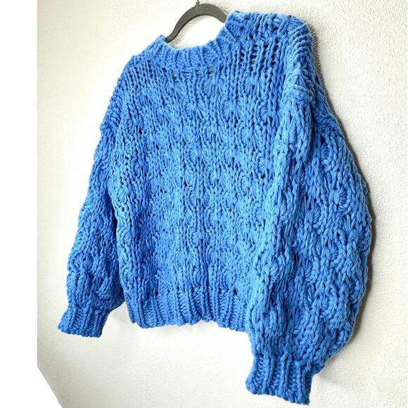 Vici Dusty Blue Chunky Knit Oversized Open Front Cardigan Sweater S - Picture 10 of 15